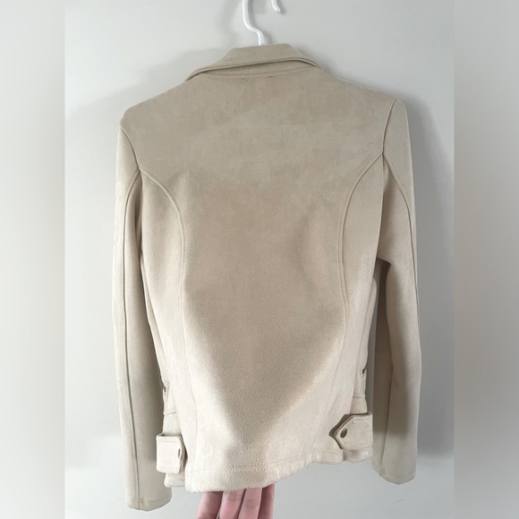 Suede Beige Moto Jacket - Picture 4 of 9